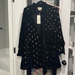 Sezane Black and Gold Mini Dress